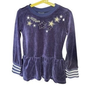Tommy Hilfiger Kids Velour Navy Long Sleeve Top with Star Accents